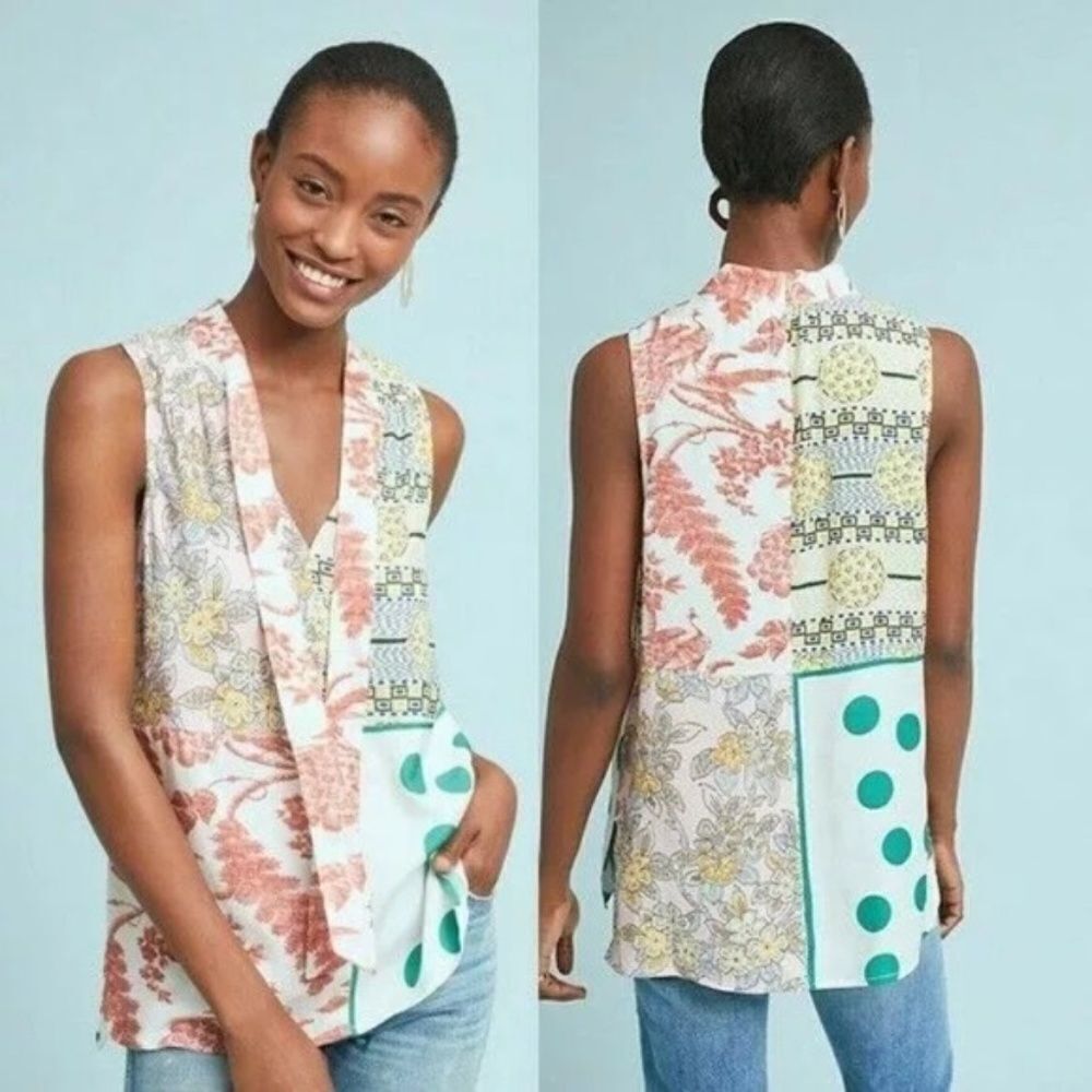 Anthropologie | Venezia Tied Sleeveless Top